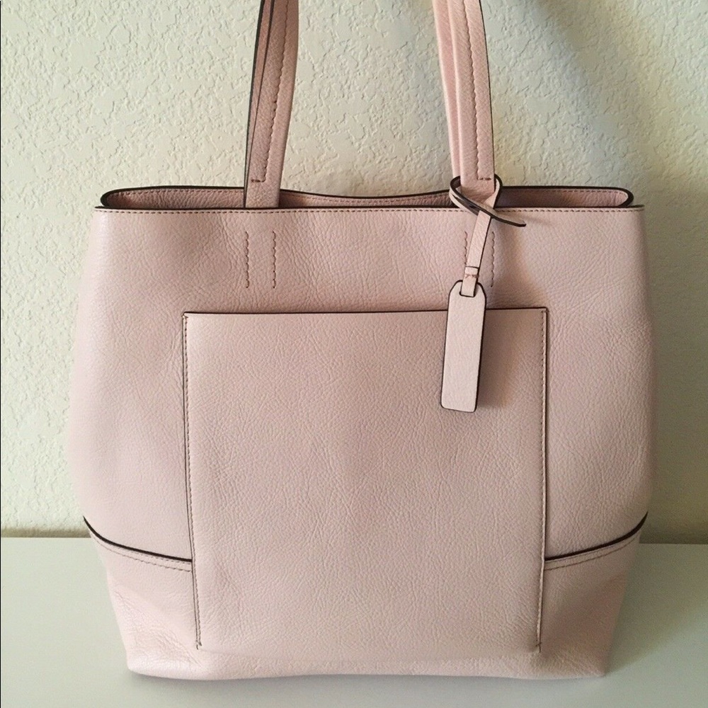 J. Crew pink leather tote bag - great for work!
